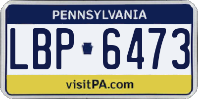 PA license plate LBP6473