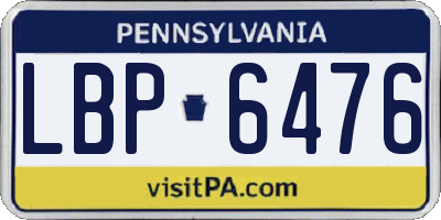 PA license plate LBP6476