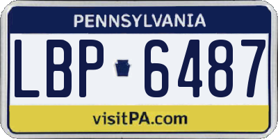 PA license plate LBP6487