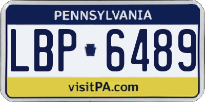 PA license plate LBP6489