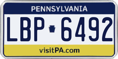 PA license plate LBP6492