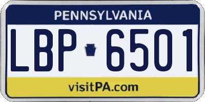 PA license plate LBP6501