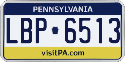 PA license plate LBP6513