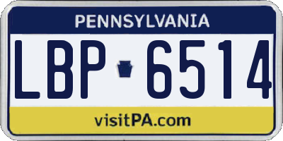 PA license plate LBP6514
