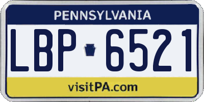 PA license plate LBP6521