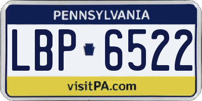 PA license plate LBP6522