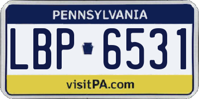 PA license plate LBP6531