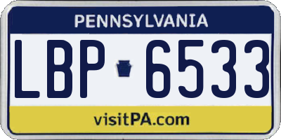 PA license plate LBP6533