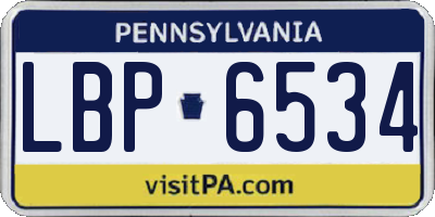 PA license plate LBP6534