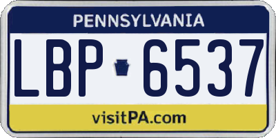 PA license plate LBP6537