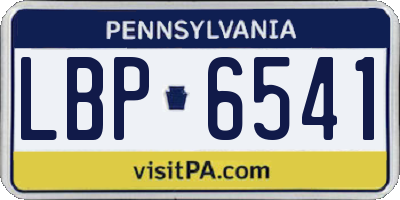 PA license plate LBP6541