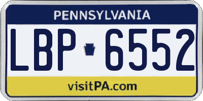 PA license plate LBP6552
