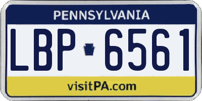 PA license plate LBP6561
