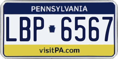 PA license plate LBP6567