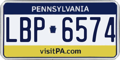 PA license plate LBP6574