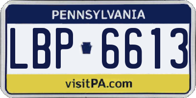 PA license plate LBP6613