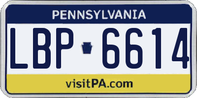 PA license plate LBP6614
