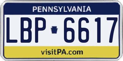 PA license plate LBP6617