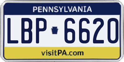 PA license plate LBP6620