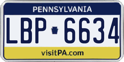 PA license plate LBP6634