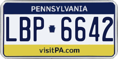 PA license plate LBP6642