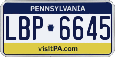 PA license plate LBP6645
