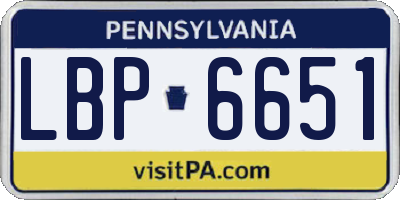 PA license plate LBP6651