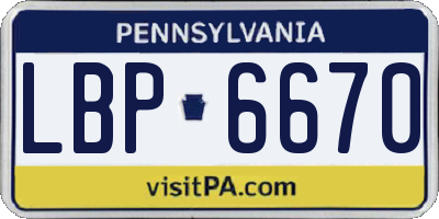 PA license plate LBP6670