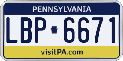 PA license plate LBP6671