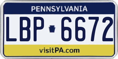 PA license plate LBP6672