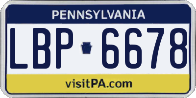 PA license plate LBP6678