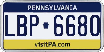 PA license plate LBP6680