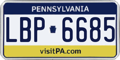 PA license plate LBP6685