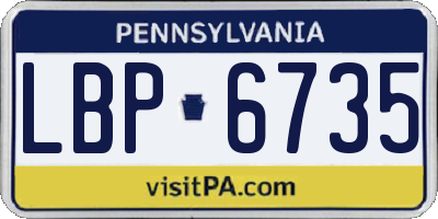PA license plate LBP6735