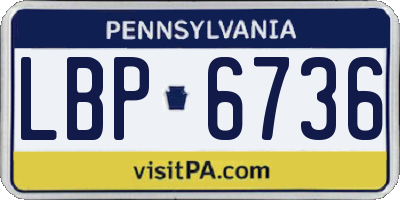 PA license plate LBP6736
