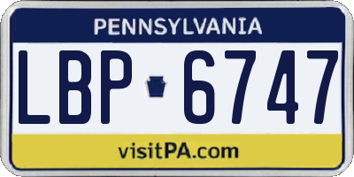 PA license plate LBP6747