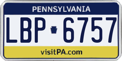 PA license plate LBP6757
