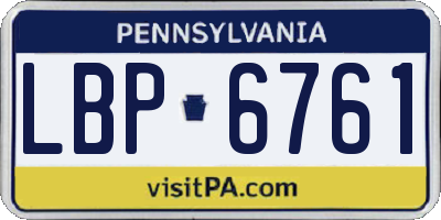 PA license plate LBP6761