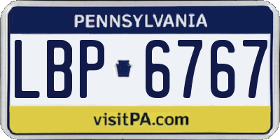 PA license plate LBP6767