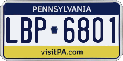 PA license plate LBP6801
