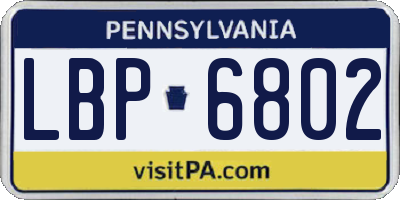 PA license plate LBP6802