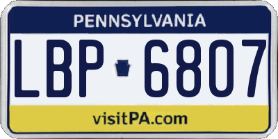 PA license plate LBP6807