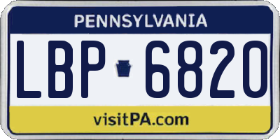 PA license plate LBP6820