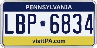PA license plate LBP6834