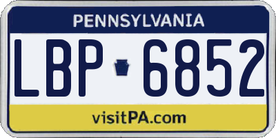 PA license plate LBP6852
