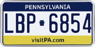 PA license plate LBP6854