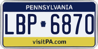 PA license plate LBP6870