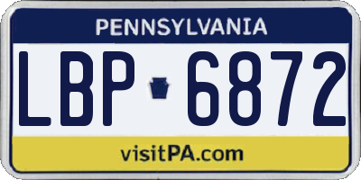 PA license plate LBP6872