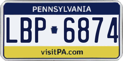 PA license plate LBP6874