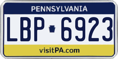 PA license plate LBP6923